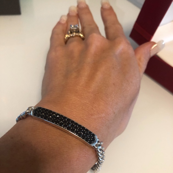 EFFY STERLING SILVER & BLACK SAPPHIRE BAR BRACELET - Picture 4 of 7